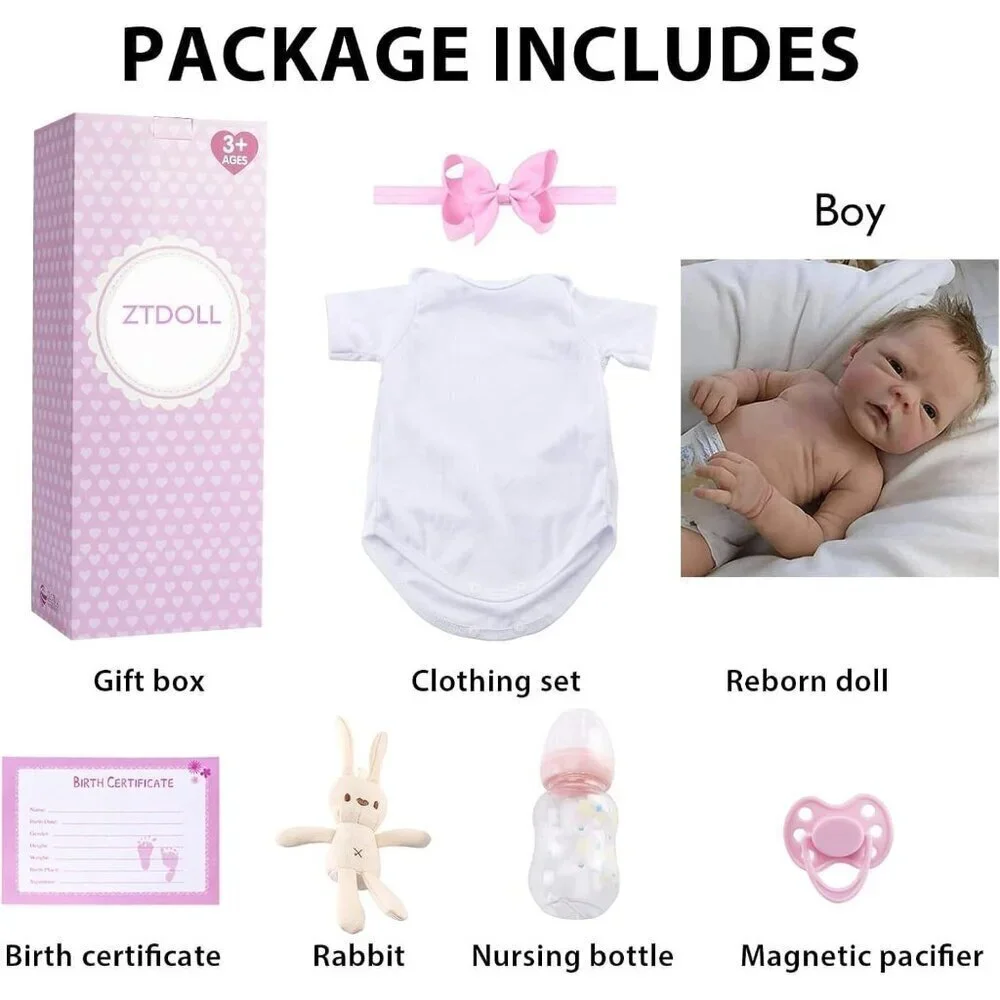 🆕18Inch Full Body Viny Newborn Baby Poseable Limbs Cute Boy Reborn Baby